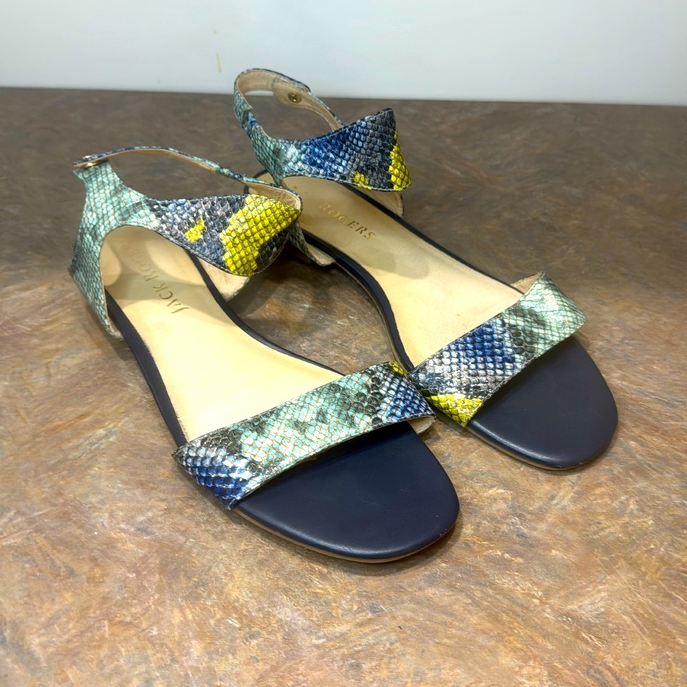 Jack Rogers Gwen Wave Sandals Size 9 Blue Snake Skin